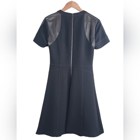 Rebecca Taylor Goth Grunge 100% Lamb Leather Trim Sz 6 Fit & Flare Dress - Picture 2 of 13